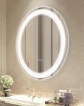 VEVOR LED Vannitoa peegel &uuml;mmargune vannitoa peegel (60cm) esi- ja taustavalgusega, uduvastane m&auml;lupeegel, 3 v&auml;rvitemperatuuriga, seinale paigaldatav, piiramatult timmitav vannitoa peegel.