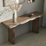 Konsolentisch Flur aus Massivholz Nussbaum mit Naturkante, Schmaler Beistelltisch Modern f&uuml;r Eingang im Landhausstil(120cm/47.2in)