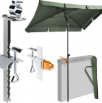 4smile Sonnenschirm Balkon SunnyShade 3-in-1 SET - UPF 50+ Sonnenschirm rechteckig 200 x 125 cm + Balkon/Wand-Sonnenschirmhalter, Wandhalterung f&uuml;r Sonnenschirmstange + Sonnenschirmh&uuml;lle