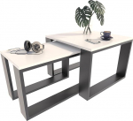 MATKAM 2 kohvilaudade komplekt Industrial Style High Side Table B60 x D60 x H43.3 cm, Low Side Table B39 x D39 x H40.8 cm, lihtne kokkupanek (valge)