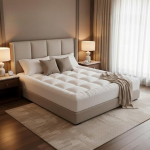 ProHome 4" ekstra paks hotellikvaliteediga mikrokiuga t&auml;idetud madratsitopper Box Stitch 4 elastset rihma h&uuml;poallergeenne pehme ja kindel voodipadi (Double (137 x 190 x 10 cm))