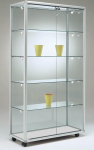 MHN klaasvitriin D 42,5 x L 79 x K 184,5 cm - Lai klaasist seisev vitriinkapp lukustatav - Suur vitriin - LED-valgustus