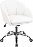 Yaheetech Home Office Chair Makeup Chair Kirjutuslaua tool Reguleeritava k&otilde;rgusega p&ouml;&ouml;rlev tool koos k&auml;etugede ja seljatoega kuni 136 kg kandev&otilde;imega kontoritool magamistuppa kontorisse elutuppa valge kunstnahast