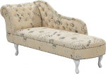 Beliani Retro Chaise Longue vasakpoolne beež pol&uuml;estrist tr&uuml;kitud kangas Nimes