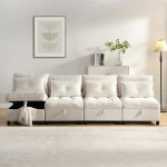 Cloud Modular Diivan 4-kohaline modulaarne eemaldatav diivanikomplekt: (beež): Vabalt konfigureeritav + hoiuruum k&otilde;igi padjade all + magamisfunktsioon + &scaron;enillkangas (beež)