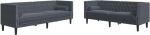 vidaXL Chesterfield diivanikomplekt koos polstritega, 2-osaline komplekt, diivanikomplekt koos padjaga, istmekomplekt elutuppa, polsterdatud diivan, diivanitool, tumehall sametne