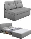Praktiline funktsionaalne diivan k&uuml;lalisvoodi funktsiooniga, diivanvoodi B 136 x S 85 x K 86 cm, diivan magamisfunktsiooniga ja voodikastiga, lamamispind 130 x 193 cm, mikrokiust kangast kattega, helehall / 15120