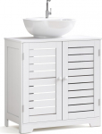 Mondeer Vannitoakapp 2 riiuliga uksega riiulid puidust moodsas stiilis 60 x 60 x 30 cm valge