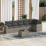 6-TLG. Garten Sofa Set Poly Rattan Schwarz mit wasserabweisendem Beutel und Kissen als Gartenm&ouml;bel Sofagarnitur mit Stauraum