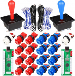 EG STARTS Arcade Spiel DIY-Teile f&uuml;r Mame USB Cabinet 2x Null Verz&ouml;gerung USB Encoder + 2x 8-Wege-Klassiker Arcade Joystick + 18x Arcade-Taster 1p / 2p Start Push Button Blau + Rot Farbkits