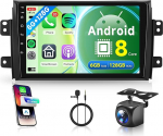 6G+128G 8 Core Wireless Carplay Androidi autoraadio Suzuki SX4 2006-2013 Fiat Sedici 2005-2014 9-tolline Touscreen autoraadio Android auto navigatsiooniga GPS WiFi Bluetooth FM/RDS/DSP/SWC/USB tagurdamine