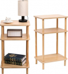 DAJAMAI Solid Wood Side Table, 3-Tier, Set of 2, Bedside Table with Display Shelf, Bookcase, Bedside Table, Storage Shelf for Bedroom, Living Room, Bathroom