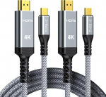 Highwings USB C HDMI kaablile 4K @ 60Hz 1,8 m 2 tk, USB C HDMI UHD Thunderbolt 3/4 &Uuml;hildub iPhone 17/16/15 Pro, MacBook Pro/Air, iPad Pro/Air, Surface, Galaxy jne. jaoks.