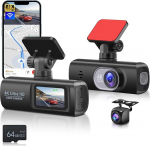 Hodozzy 4K Dash Cam auto ees ja taga auto Dash Cam WiFi Dual auto kaamera koos App Control, Loop salvestamine, Super Night Vision G-sensor parkimisseire, Indoor 64GB SD-kaardiga s&otilde;idu salvestaja