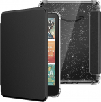 MoKo &uuml;mbris All-New 7-tollise Kindle Paperwhite 2024 12th Gen & Kindle Colorsoft Signature Edition 2024 jaoks, Ultra Clear Soft Flexible Glitter TPU Case Lightweight Case koos automaatse &auml;ratamise/une režiimiga, must