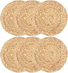 Runde Gewebte Tisch Sets, Wasser Hyazinthe Gewebte Rattan Tisch Sets Runde Geflochtene Rattan Tisch Sets rutschfeste Isolier Unterlagen