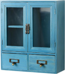 Rustikaler Schmuckkasten/Schmuckorganizer Im Vintage Stil Aus Holz f&uuml;r Schminktisch Und Wohnzimmer, Blau