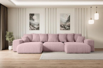ALTDECOR Eskar-U nurgadiivan magamisfunktsiooniga ja voodikastiga, nurgadiivan, U-kujuline, universaalne, vasakule/paremale paigutatud diivanvoodi, pikendatav elamusmaastik Eskar-U, 364 x 176 x 72 cm, roosa