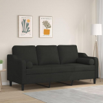 3200857 3-kohaline diivan dekoratiivsete padjadega, must, 180 cm kangas, Lounge diivan, Diivanid ja diivanid, Relax diivan, Diivan elutuppa, Diivan koos