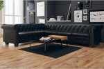 Chesterfield nurgadiivan 6-kohaline diivan elutuppa korteritele Diivan magamisfunktsiooniga Lounge diivanid Diivanid ja diivanid Relax diivan Faux nahk must