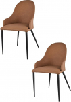 t m c s Tommychairs 2 tooli komplekt Jessica polsterdatud toolid koos k&auml;etoega k&ouml;&ouml;ki ja s&ouml;&ouml;gituppa, mis on polsterdatud helepruunist kunstnahast ja mattmustast rauast jalgadest.