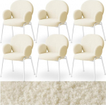 tectake 6 k&auml;etugedega s&ouml;&ouml;gitooli komplekt, kaasaegne k&ouml;&ouml;gim&ouml;&ouml;bel Boucl&eacute; Teddy kangakattega, s&ouml;&ouml;gitoa toolid, elutoa toolid, s&ouml;&ouml;gitool, k&ouml;&ouml;gitoolid s&ouml;&ouml;gilauale (kreem)