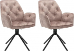 byLIVING Sarina S&ouml;&ouml;gitoatoolide 2 tk komplekt Vintage Velvet Beige Metallraam Must istme kest 360&deg; p&ouml;&ouml;ratav s&ouml;&ouml;gitoatool K&auml;etoega tool B 59,5 x K 89 x S 62 cm