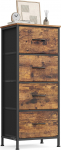 SONGMICS sahtlikapp 4 riidest sahtlit hoiukapp terasest MDF mittekootud kangast magamistuba koridor elutuba Vintage pruun tint must LGS314BH04