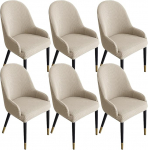 Generisch Stretch Stuhlhussen Stuhlbezug Mit Armlehne, 1/2/4/6er Set Sessel Schonbezug F&uuml;r Esszimmer Hotel K&uuml;che Zeremonie Cafe(Beige,6PCS)