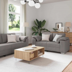3-teiliges Sofa-Set Hellgrau Leinenmischgewebe mit Sessel 2-Sitzer und 3-Sitzer als Sofa-Set 3 St&uuml;cke in Hellgrau aus Leinenmischgewebe