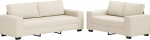 Diivan 2er Set beež 221 cm Leinenmischgewebe Couch mit Breiten Armlehnen und Sitzkissen aus Schaum und Faser, modernes Design f&uuml;r Wohnzimmer