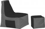 Optimal Bean Bag koos seljatoega ja v&auml;ljaheitega - lastele ja t&auml;iskasvanutele - tugitool - padi - sise- ja v&auml;listingimustes - m&auml;ngimiseks sobiv ja valmis t&auml;idetud - istmepadi p&otilde;randapadi (antratsiit)
