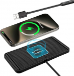 Juhtmevaba autolaadija, 10 W kiirlaadimisalus koos libisemiskindla silikoonmatiga iPhone'ile ja Qi-toega mobiiltelefonidele, USB-kaabel ja hoidik - armatuurlauale v&otilde;i kontorisse (Micro USB 30 cm)
