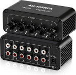 5-Way RCA 1 in 5 Out Stereo Audio Splitter Box, Audio Distribution Amplifier RCA signaali jaotur k&otilde;larite, k&otilde;rvaklappide, v&otilde;imendi jaoks - koos helitugevuse reguleerimise - v&otilde;imendus 6dB Boostiga