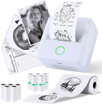 PRAOAHEI Mini Printer, Portable Photo Printer with 10 Rolls of Printer Paper, Bluetooth Label Printer, Thermal Printer for Notes, Photos, Diaries, DIY, Compatible with iOS and Android