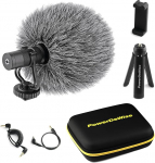 PowerDeWise - Unidirectional On-Camera Microphone Kit koos statiivi, telefoniklambri ja tarvikutega - Shotgun Mic for Android, Canon EOS, Nikon DSLR, videosalvestus, blogi, Youtube