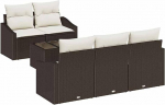 Rantry 6-teiliges Garten Sofa Set mit Kissen Braun Poly Rattan Gartenlounge Model3346598