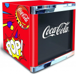 &deg;CUBES Coca Cola PopArt Fridge 48 L, Small Drinks Fridge with Glass Door, Perfect for Parties and Commerce, Energy Efficient, 51 cm High, 98 kWh/Year - Bottle Refrigerator Small