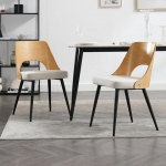 chairus 2 linasest linasest s&ouml;&ouml;gitoast koosnev komplekt S&ouml;&ouml;gitooli akentseeritud toolid elutuppa K&auml;etoeta k&ouml;&ouml;gitoolid puidust seljatoega (beež)