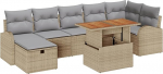 8-teilige Garten Sofa Set mit Kissen Beige Poly Rattan Gartenlounge Model3359976