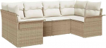 6-teiliges Garten Sofa Set mit Kissen Beige Poly Rattan Gartenlounge Model3345501