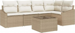 6-teiliges Garten Sofa Set mit Kissen Braunes Poly Rattan Gartenlounge Model3346731