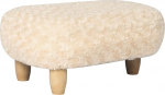 Adeco Faux Fur Footrest Ottoman Modern Rectangle Fluffy Furry Small Footstock Step Stool Extra Seat Non-Slip Wooden Legs for Living Room Couch