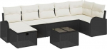Rantry 8-teiliges Garten-Sofa-Set mit Kissen Schwarz Poly-Rattan Gartenlounge Model3359106