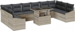 Rantry 11-teiliges Garten-Sofa-Set mit Kissen in Hellgrau aus Poly-Rattan Gartenlounge Model3357815