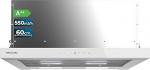 Cecotec Teleskop-Dunstabzugshaube 60cm Flux TLT 605500 White Black A++. Motor 70W, Niedriger Energieverbrauch, Front aus schwarzem Glas, Absaugung 550m&sup3;/h, Touch- und Gestensteuerung, Aktivkohlefilter