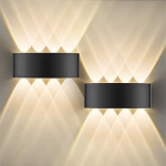 2 LED seinavalgusti IP65, 8 W seinalamp 8 valgusallikaga, 3000 K sooja valge alumiiniumist valmistatud v&auml;lisvalgusti, LED seinavalgustus elutuppa, magamistuppa, trepikotta