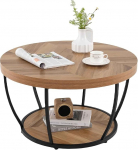 LIFEZEAL &uuml;mmargune kohvilaud, 2-korruseline metallist raamiga elutoa laud, diivanilaud, teelaud elutuppa ja kontorisse, 80 x 80 x 45 cm, t&ouml;&ouml;stuslik stiil (naturaalne)