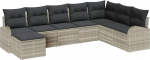 8-teiliges Garten Sofa Set mit Kissen Hellgrau Poly Rattan, 2-Sitzer Garten Sofa mit Stauraum & Kissen Hellgrau Poly Rattan Gartenlounge Model3354831