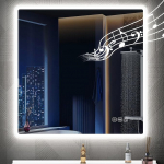 STARLEAD Vannitoa peegel koos valgustusega 80 x 80 cm, LED Vannitoa peegel Bluetoothiga, udukoguja, IP44 Vannitoa peegel koos valgusega, 3 v&auml;rvi valgustid, dimmerdatav, m&auml;lufunktsioon, HD karastatud klaas CRI>90